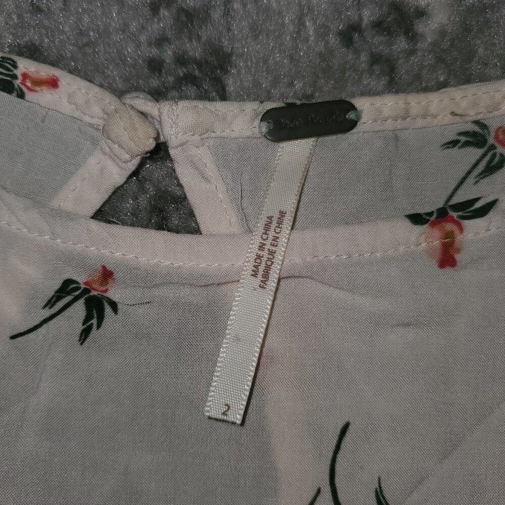Free People Red Rose Floral Mini White Dress EUC - Picture 6 of 6